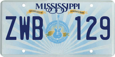 MS license plate ZWB129
