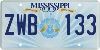 MS license plate ZWB133