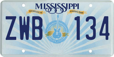 MS license plate ZWB134