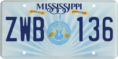 MS license plate ZWB136