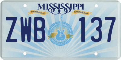 MS license plate ZWB137
