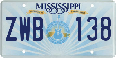 MS license plate ZWB138