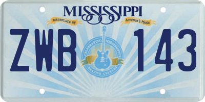 MS license plate ZWB143