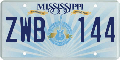 MS license plate ZWB144