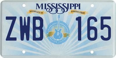 MS license plate ZWB165
