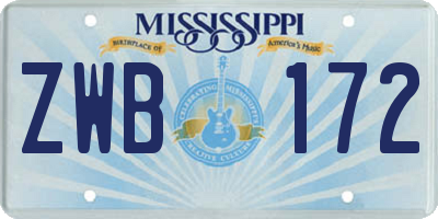 MS license plate ZWB172