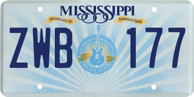 MS license plate ZWB177