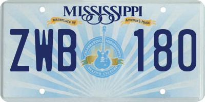 MS license plate ZWB180