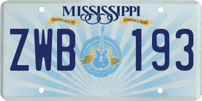 MS license plate ZWB193