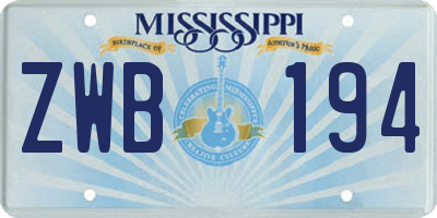 MS license plate ZWB194