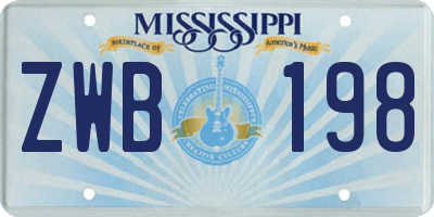 MS license plate ZWB198