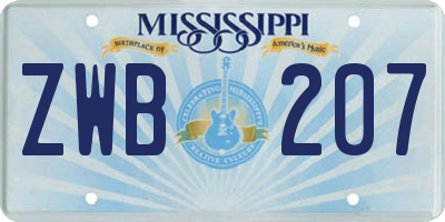 MS license plate ZWB207