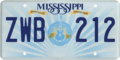 MS license plate ZWB212