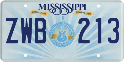 MS license plate ZWB213
