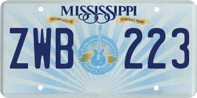 MS license plate ZWB223