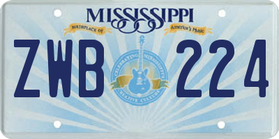 MS license plate ZWB224
