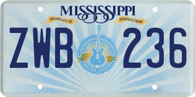 MS license plate ZWB236