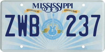 MS license plate ZWB237