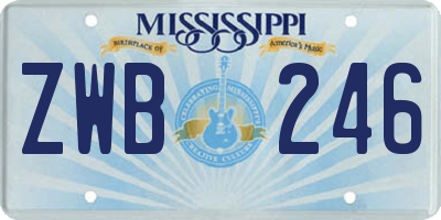 MS license plate ZWB246