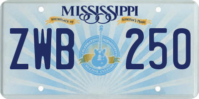 MS license plate ZWB250