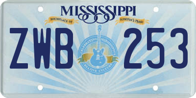 MS license plate ZWB253