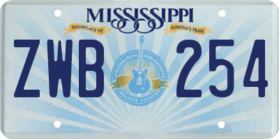 MS license plate ZWB254