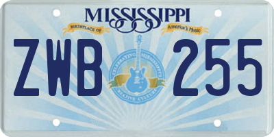 MS license plate ZWB255