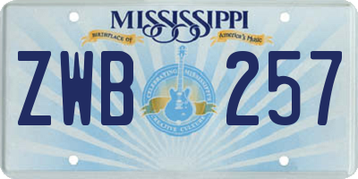MS license plate ZWB257