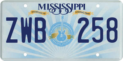 MS license plate ZWB258