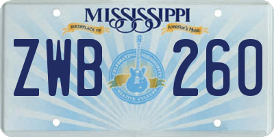MS license plate ZWB260