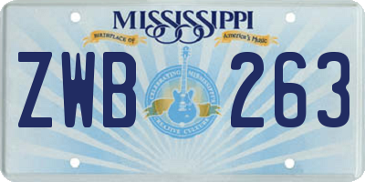 MS license plate ZWB263