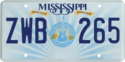 MS license plate ZWB265