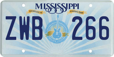 MS license plate ZWB266