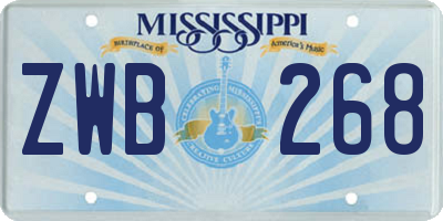 MS license plate ZWB268