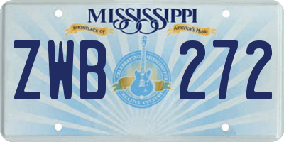 MS license plate ZWB272