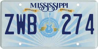 MS license plate ZWB274