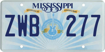 MS license plate ZWB277
