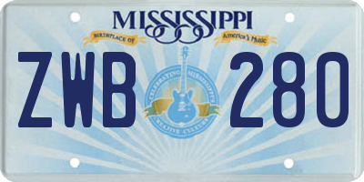 MS license plate ZWB280