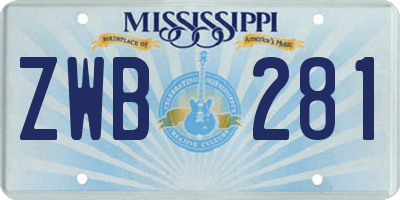 MS license plate ZWB281