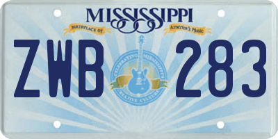 MS license plate ZWB283