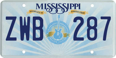 MS license plate ZWB287
