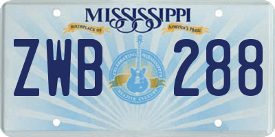 MS license plate ZWB288