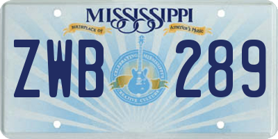 MS license plate ZWB289