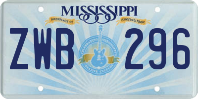 MS license plate ZWB296