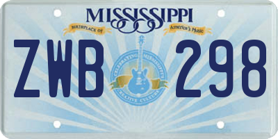 MS license plate ZWB298