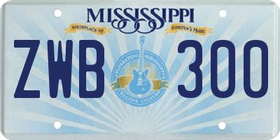 MS license plate ZWB300