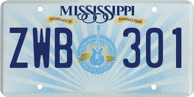 MS license plate ZWB301