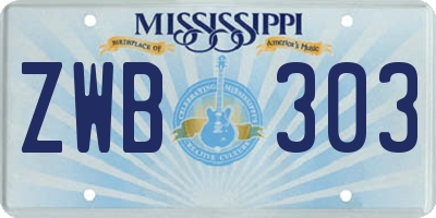 MS license plate ZWB303