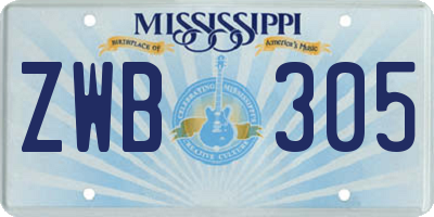 MS license plate ZWB305
