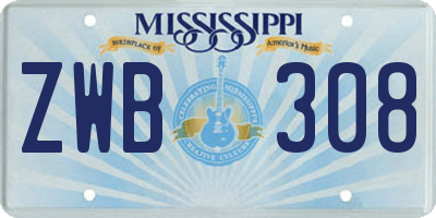 MS license plate ZWB308